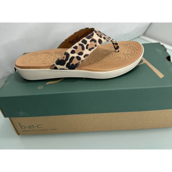 B.O.C Shoes - B.O.C. Aimee  Flip-Flop Thong Sandals Tan Leopard Print Tan Size 6 New In Box